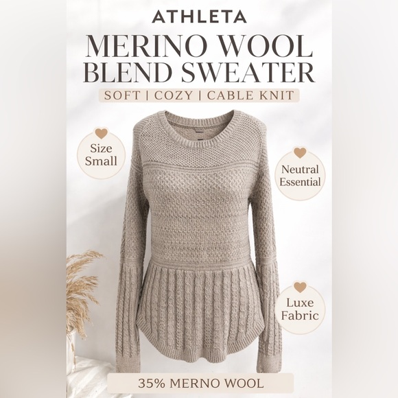 Athleta Sweaters - Athleta Merino Wool Blend Cable Knit Sweater Size Small